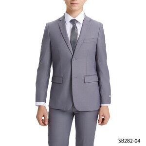 Premium Light Grey Notch Lapel 5 Piece Stacy Adams Boy's Suit